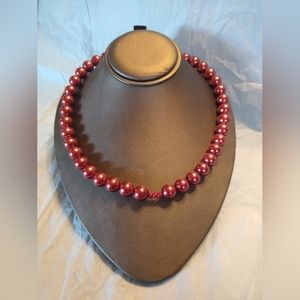 Vintage Cranberry Red Faux Pearls